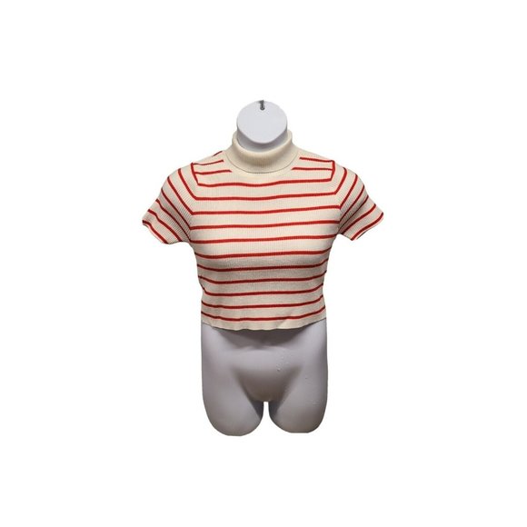 Callahan Knitwear Womens Size Small Cropped Lucy Turtleneck Sweater Stri… - Picture 1 of 7